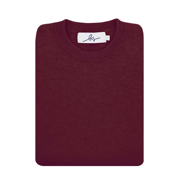 Boston Scott Golf Apparel - Wholesale Knit Sweater - Men's - 'Deep Red' Cashmere Crewneck Sweater