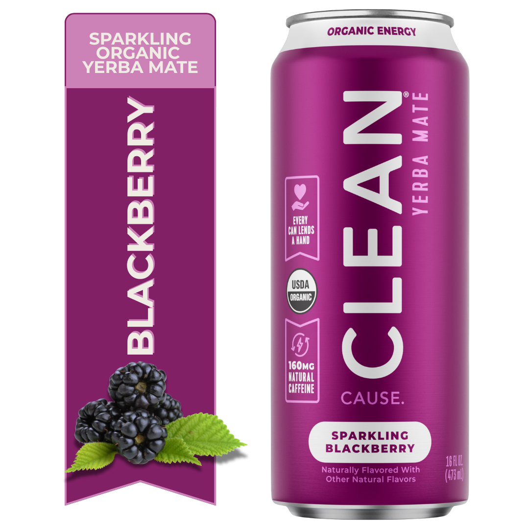 CLEAN Cause - Wholesale Iced Tea - Organic Blackberry Sparkling Yerba Mate Tea – 12-Pack 1