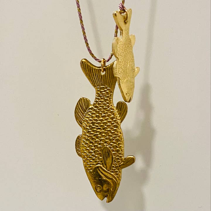 Gouden vissen duo ketting - Pacifica (CAT95DUO) voor wholesale door Sophie Deschamps Bijoux