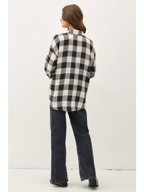 Vanilla Monkey - Wholesale Button Down Shirt - Women's - Soft Buffalo Check Flannel Shirt