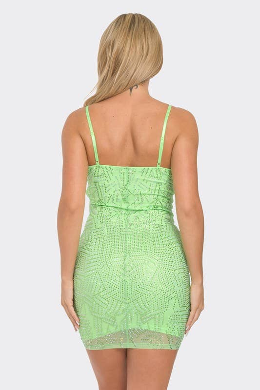 BANJUL - Venta al por mayor Vestido - Mujer - BCCDS62728 Vestido ajustado mini con escote en V y pedrería10