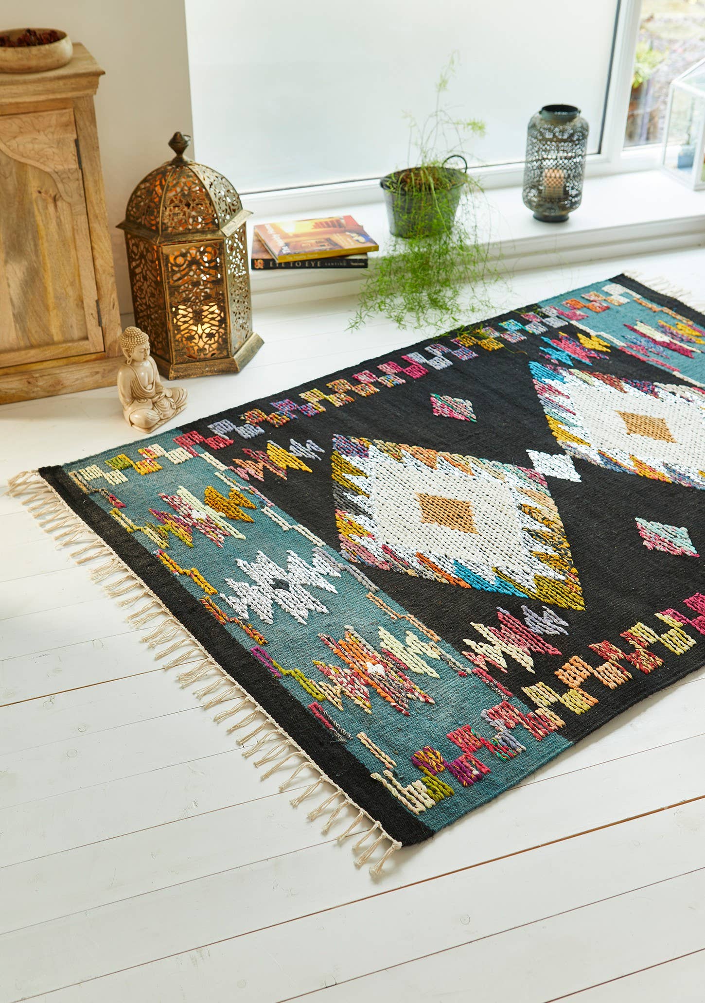 Namaste – wholesale Door mat – Sara Recyled Cotton, Jute & Silver Lurex Dhurrie,120 X 180Cm0