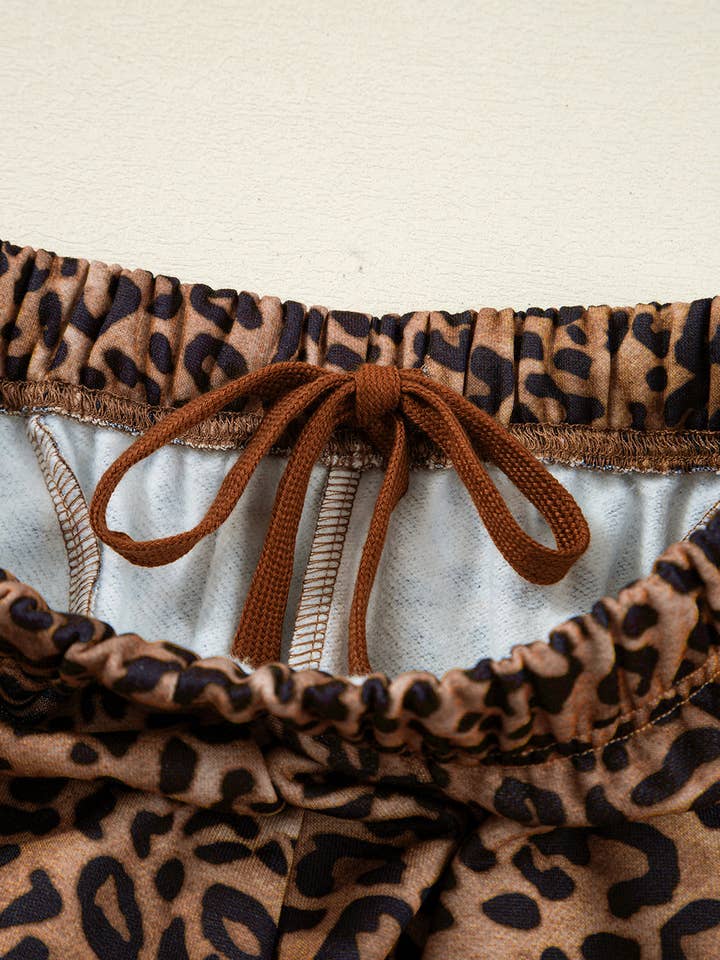 Coffee LALALOO Leopard Long Sleeve Top and Pants Set for wholesale on Faire5