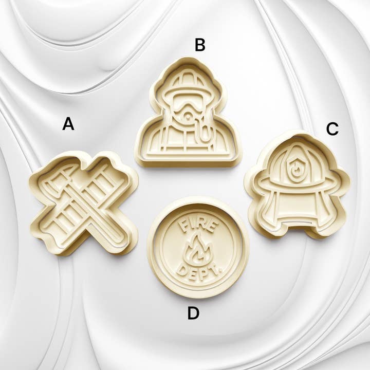 Feuerwehrmann-Ausstechform: 3D-gedruckter Fondant- & Ton-Ausstecher für den Großhandel von Roussell Prints and Demand LLC