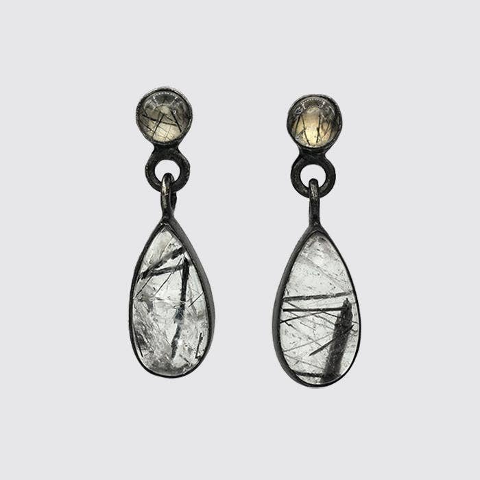 Jane Diaz NY - Wholesale Dangle Earrings - Cabochon Stone Teardrop Stud Earring3