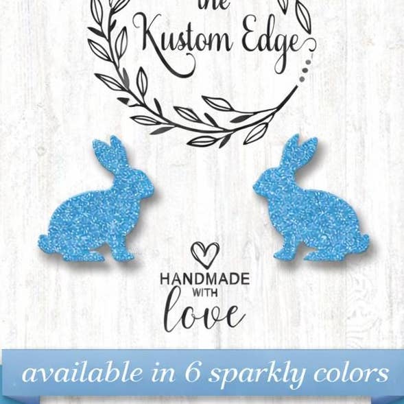 Glitter Bunny Stud Earrings – Easter Acrylic Studs for wholesale by The Kustom Edge