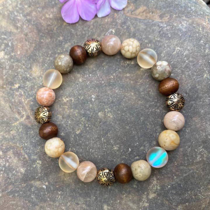 Coconut Quartz – Engroshandel Perlearmbånd – Neutral armbånd fossile koraller træ Sunstone armbånd krystal1