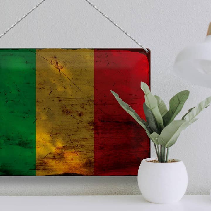 Femer - Wholesale Sign - Mali flag 40 x 30 cm metal sign of Mali rust decorative sign tin sign3