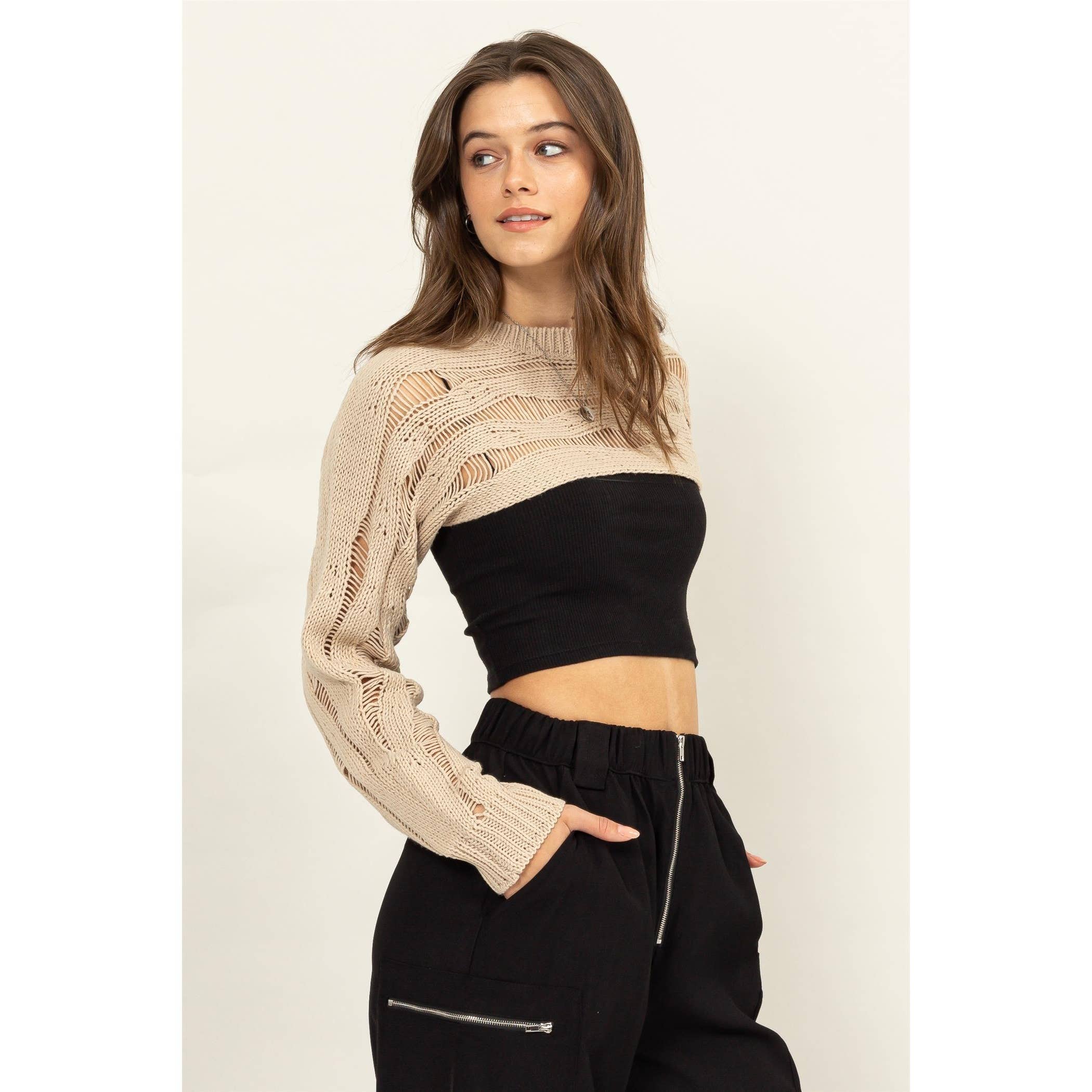 HYFVE - Wholesale Knit Sweater - Women's - Open Knit Shrug Sweater5