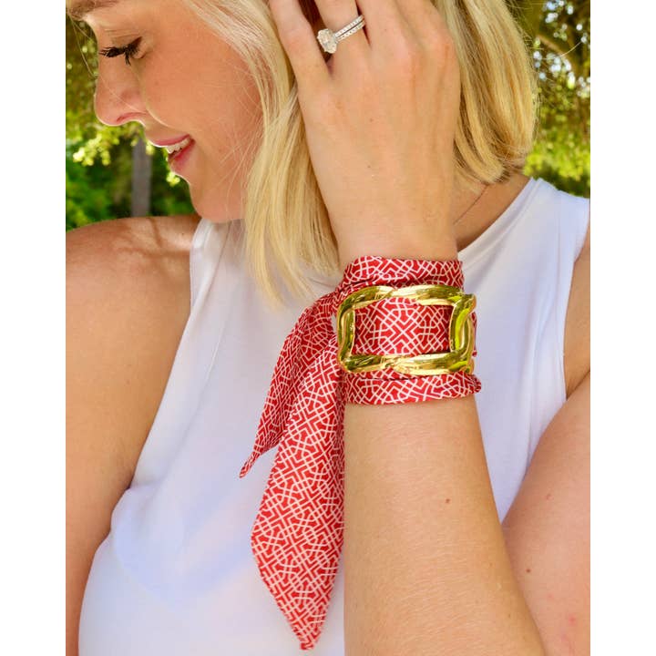 Caroline Hill - Wholesale Woven/Braided Bracelet - Serafina Scarf Bracelet Rd Wht Geo1