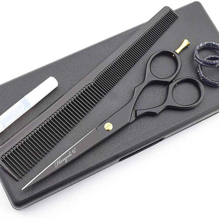 Haryali London – wholesale Hair scissors – Professional Black 6.0" Barber Scissors with Razor Sharp Edges4