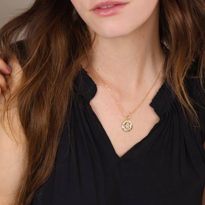 GoldFi - Wholesale Individual charm/pendant - 18k Gold Filled Saint Christopher Medal Pendant3