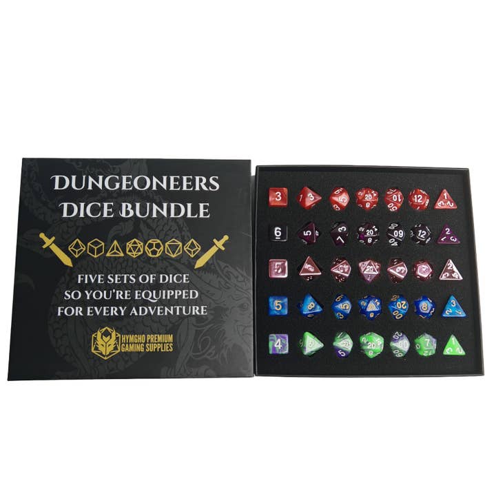 Dungeoneer's Dice Bundle - 5 full sets of Polymer Dice for wholesale by Hymgho Premium Dice