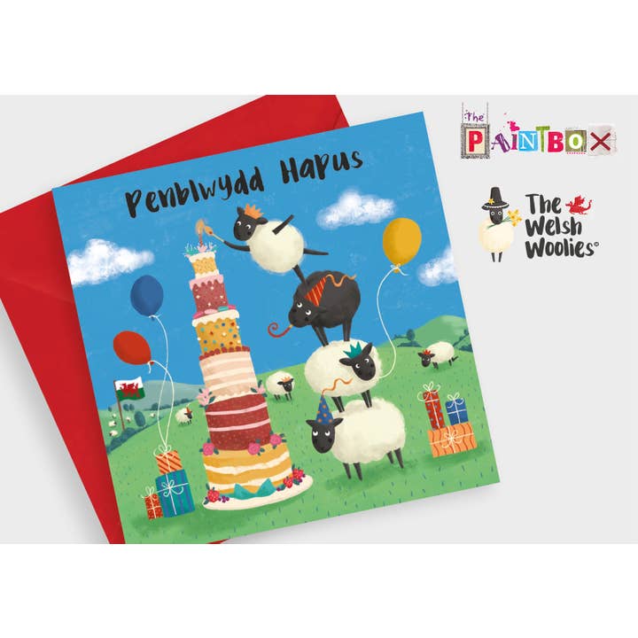 Joyeux Anniversaire, Carte Gâteau Géant Mouton Gallois x6 pour la vente par The Paintbox