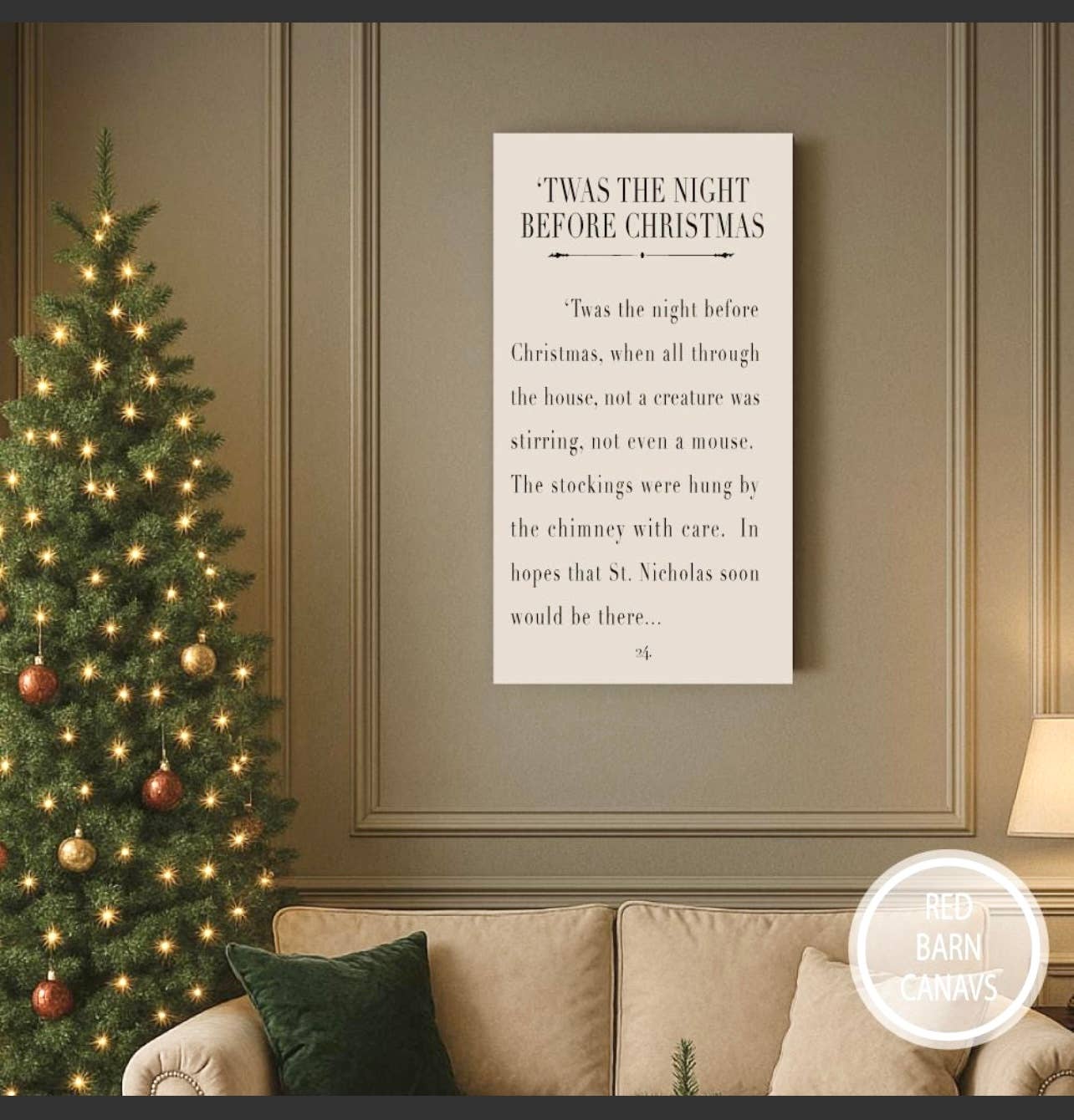 Red Barn Canvas - Wholesale Christmas Wall Art - 'Twas The Night Before Christmas | Banner or Stretch Canvas1