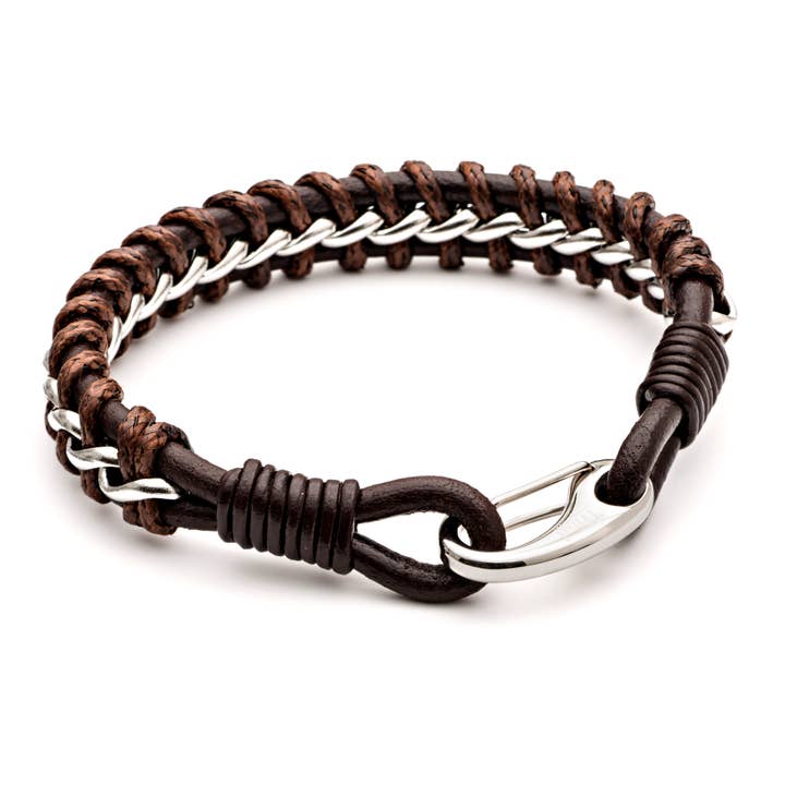 Stam brede armband, bruin voor wholesale door Midhaven Ltd - Tribal Steel