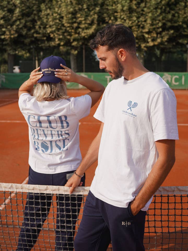 T-shirt da tennis in cotone biologico con stampa serigrafica per la vendita all'ingrosso da parte di Revers Boisé