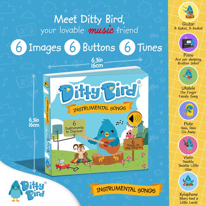 Ditty Bird Europe – Großhandel Baby & Toddler Book (0-2) – Baby Book -Ditty Musical Book: Instrumentale Kinderlieder1