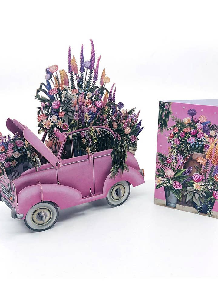 3D Pop UP Pink Flower Car Blank Greeting Card for wholesale by Notes & Queries, Inc.