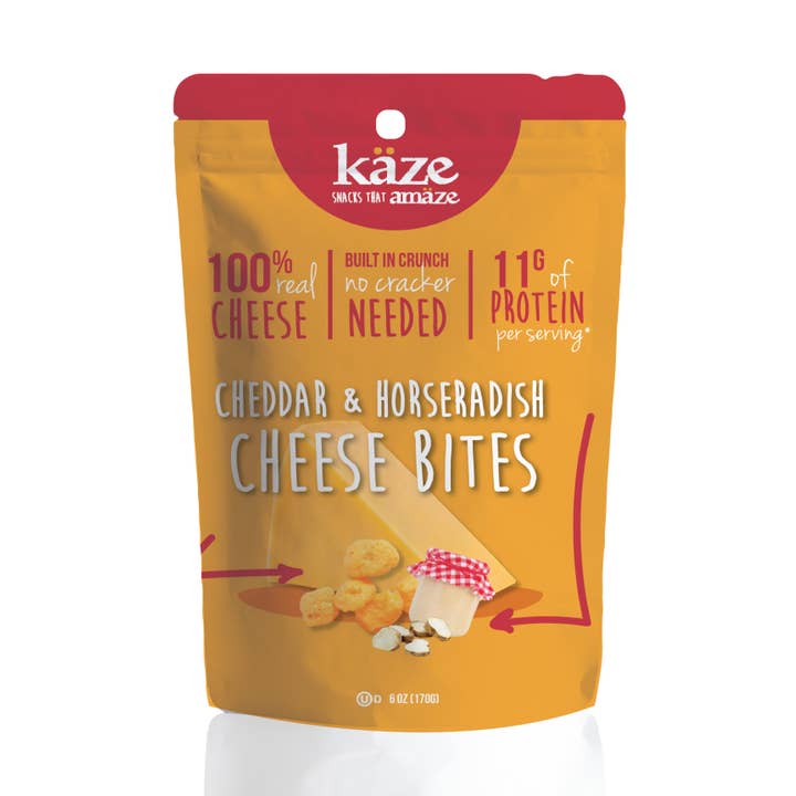 Horseradish Cheese Bites 6oz for wholesale by KÄZE Real Cheese