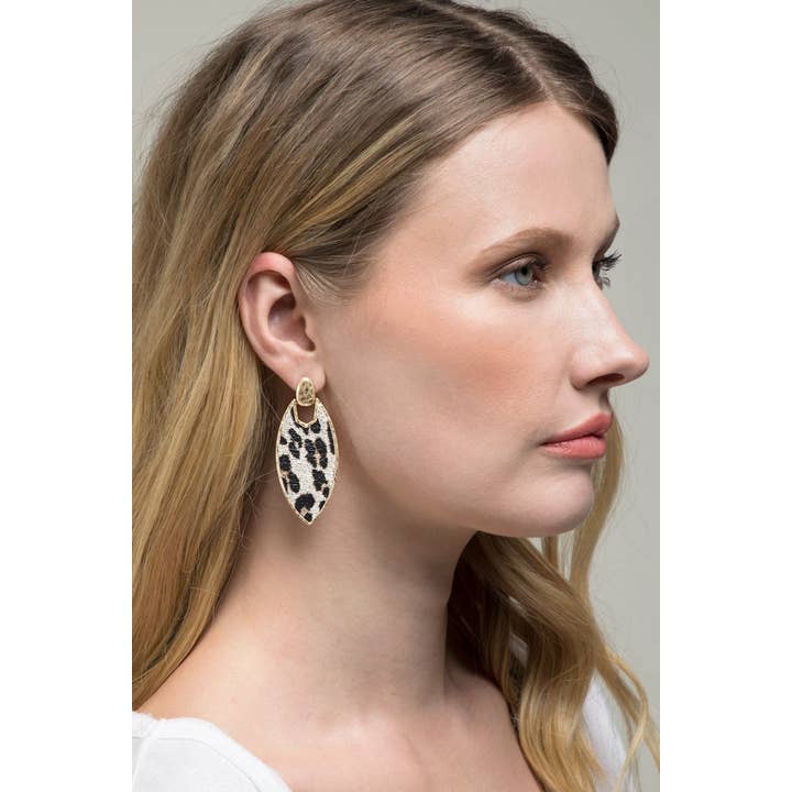 Urbanista Outlet - Wholesale Dangle Earrings - Marquise Animal Print Shape Earrings