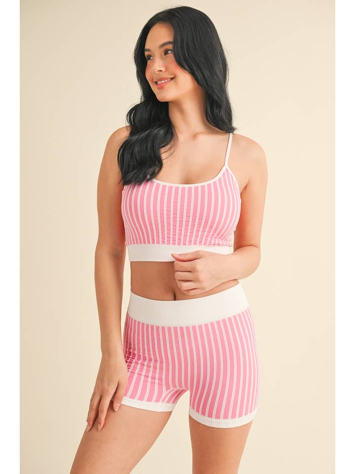 KIMBERLY C - Wholesale Sportkledingset - Dames - Gestreepte Cami Top en Shorts Set6