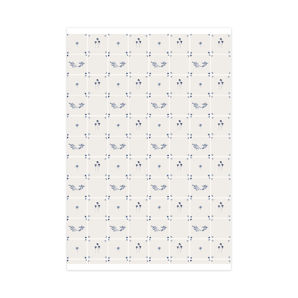 Lauren Fuhr Design Co. - Wholesale Flat Wrap - Delft Tile Wrapping Paper1