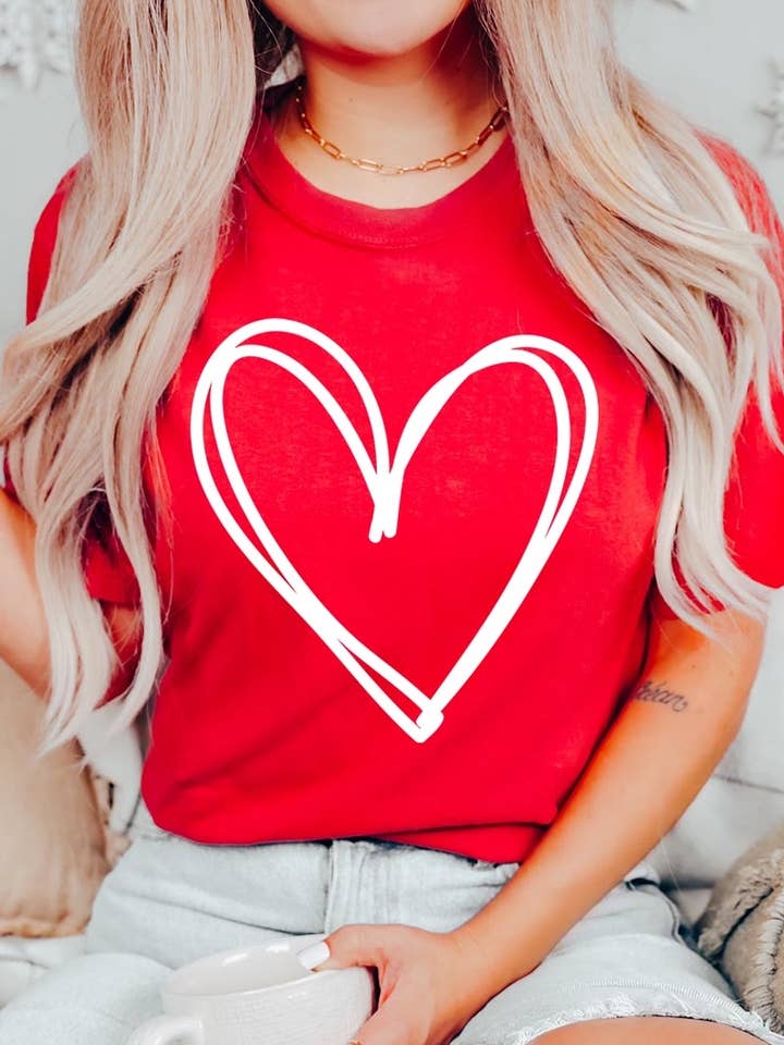Simple Heart Valentine Graphic Tee for wholesale by Pink Irene Wholesale
