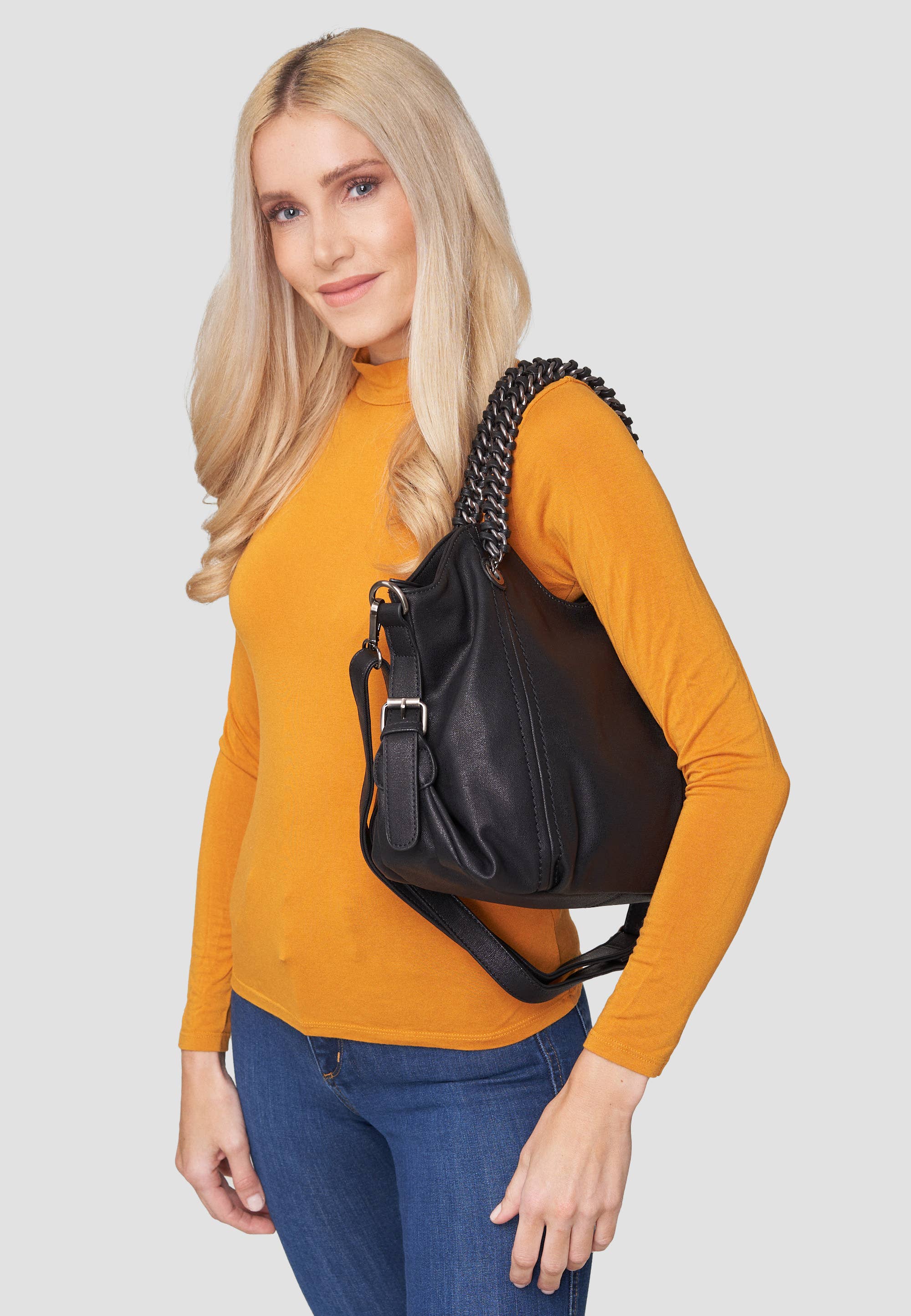 HJS - Vente Sac porté épaule – femme - Sac à bandoulière 'MERCED' avec anses chaîne8