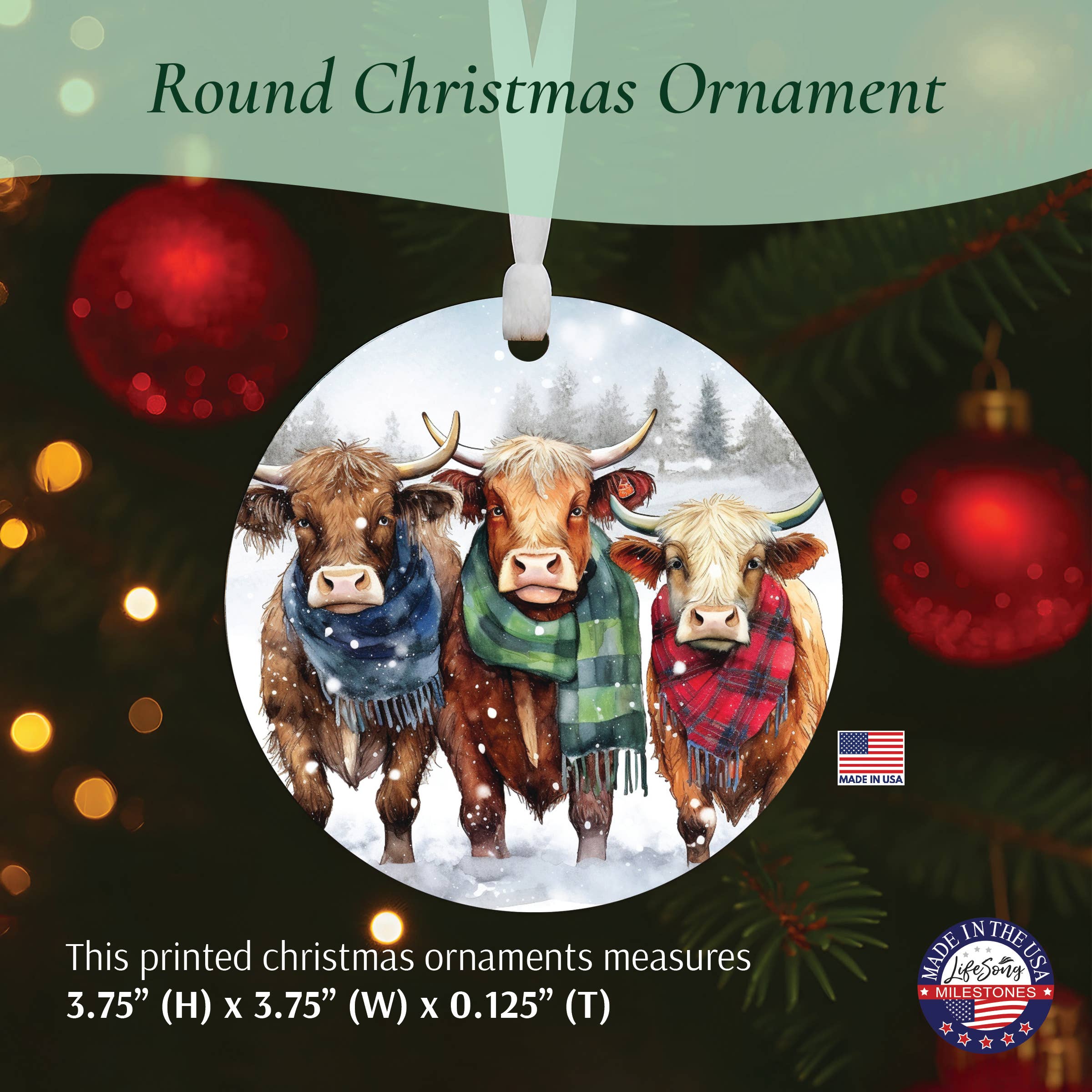 LifeSong Milestones - Wholesale Ornament - Highland Cow Holiday Ornament for Home Decor6