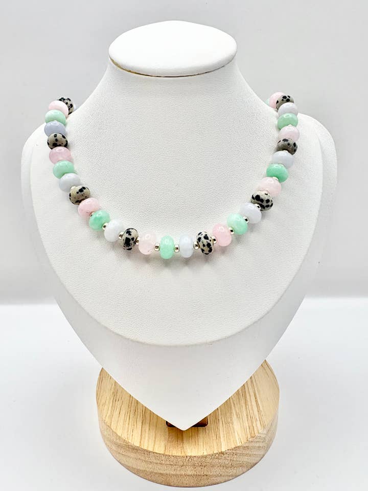 Pastel Candy Gemstone Beaded Necklace - Silver-Plated for wholesale by Candi Co Jewellery