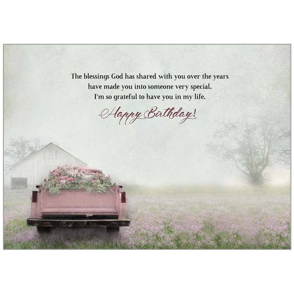 Legacy - Wholesale Verjaardagskaartje - Roze Vrachtwagen Bloemenbed - Faith Verjaardagskaart1