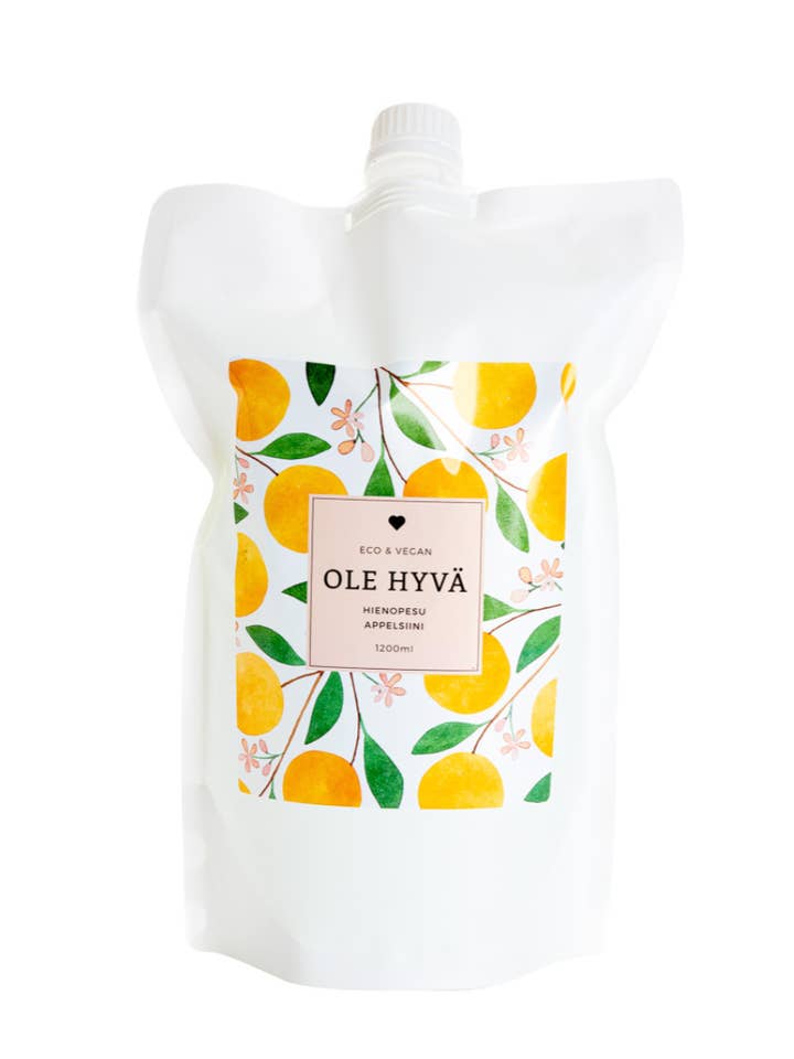 Delicate wash Orange, refill bag 1200ml for wholesale by Ole Hyvä Metsä