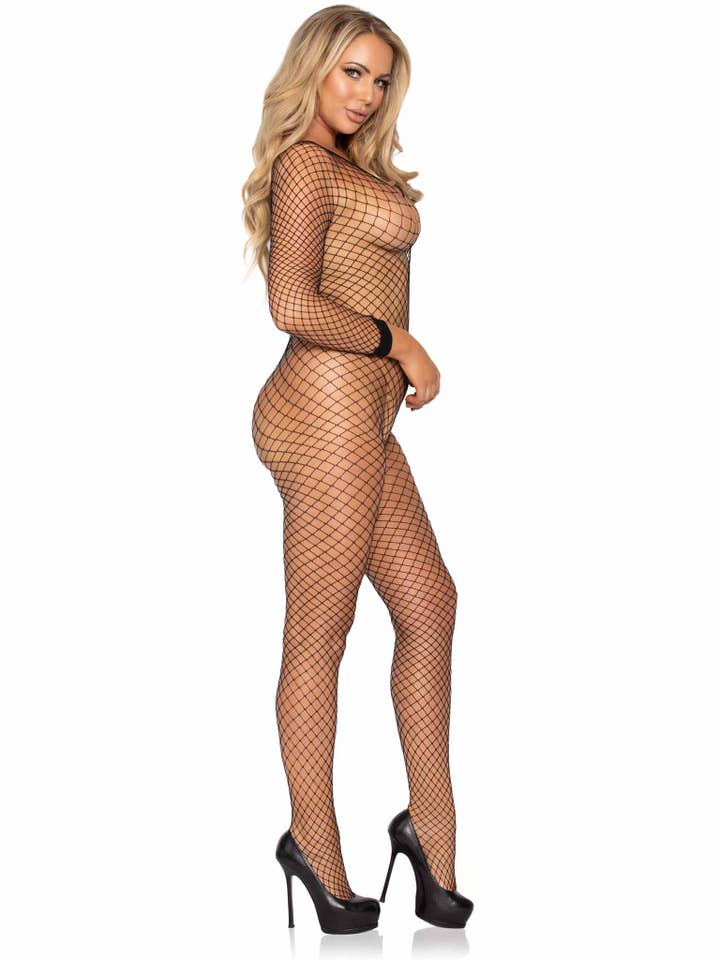 Leg Avenue - Wholesale Lingerie Bodysuit - Women's - Deep Connection Lycra Industiral Long Fishnet Bodystocking