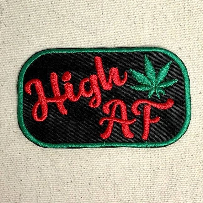 Wholesale Applique - Wholesale Patch - High AF Pot Leaf, Adult Humor, Hat Bar, Iron on Patch2