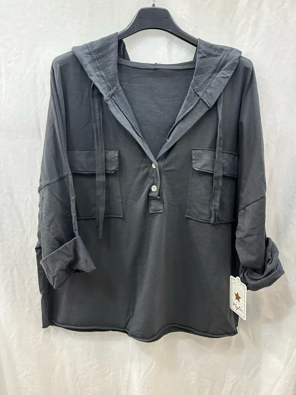 Mimi & Gogo - Wholesale Hoodie - Dames - Mimi & Gogo katoenen hoodie met zakken en knoopsluiting23