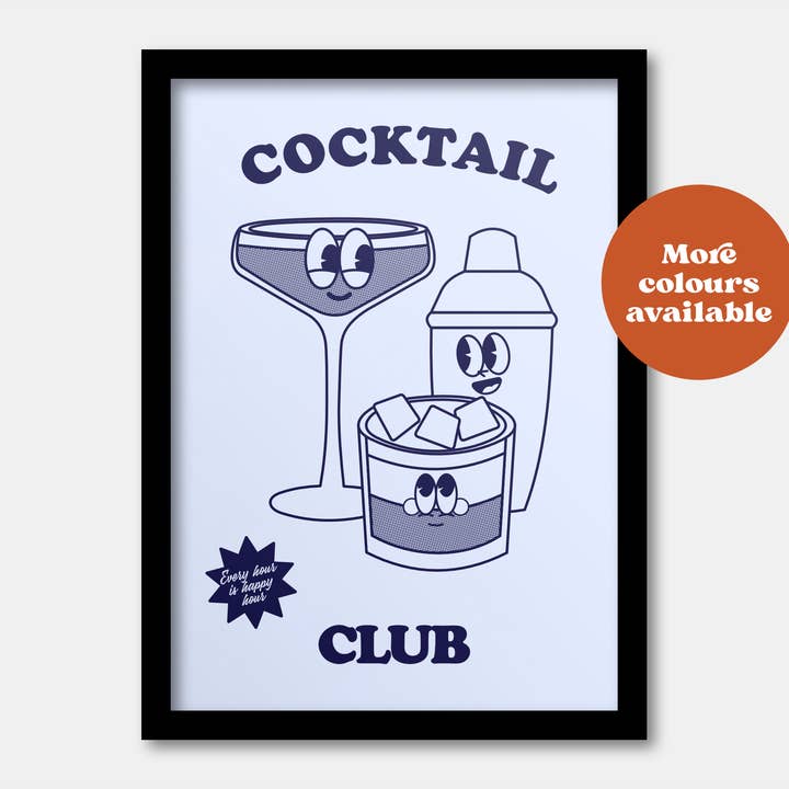 Cocktail Club Cartoon Print for wholesale by Lauren Beth Designs