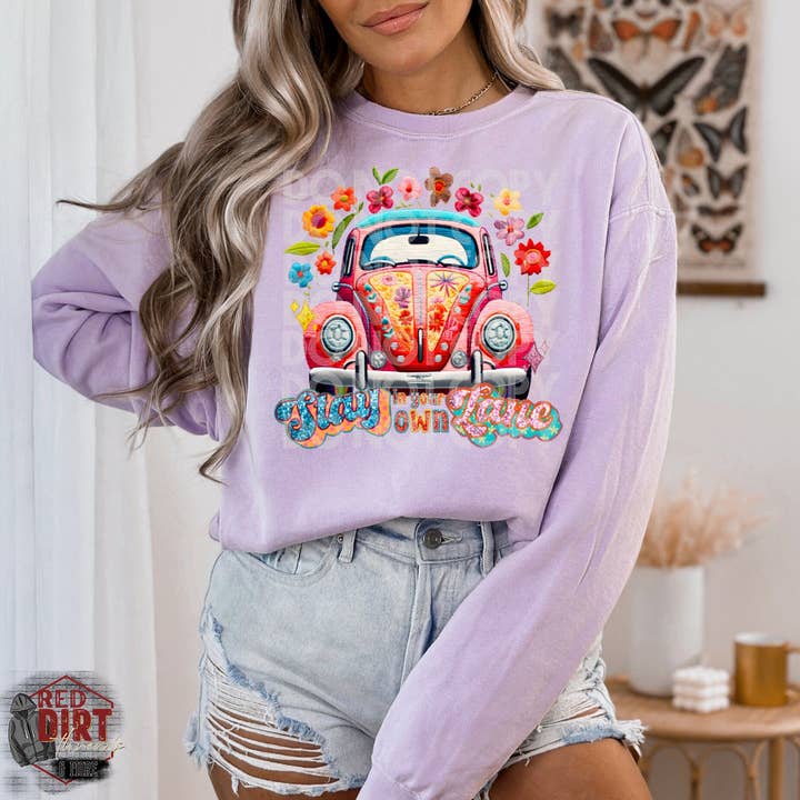 Stay in your own Lane DTF Transfer | Trendy Faux Embroidery DTF Transfer | Ready to Press | High Quality DTF Transfers | Fast Shipping for wholesale by Red Dirt Transfers