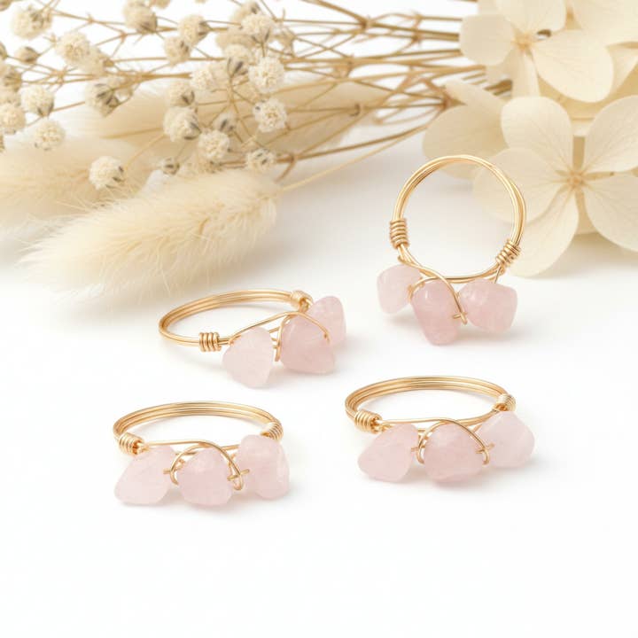 Rosenquarzring für den Großhandel von Produtos Namasté