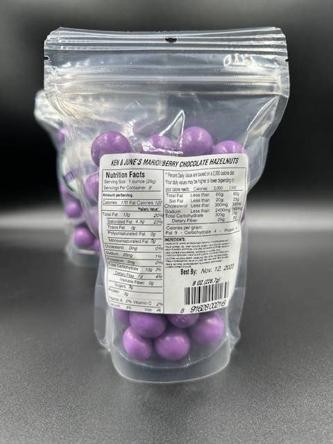Ken and June’s Hazelnuts - Wholesale Chocolate Covered Sweets - 8oz Marionberry Chocolate Coated Hazelnuts1