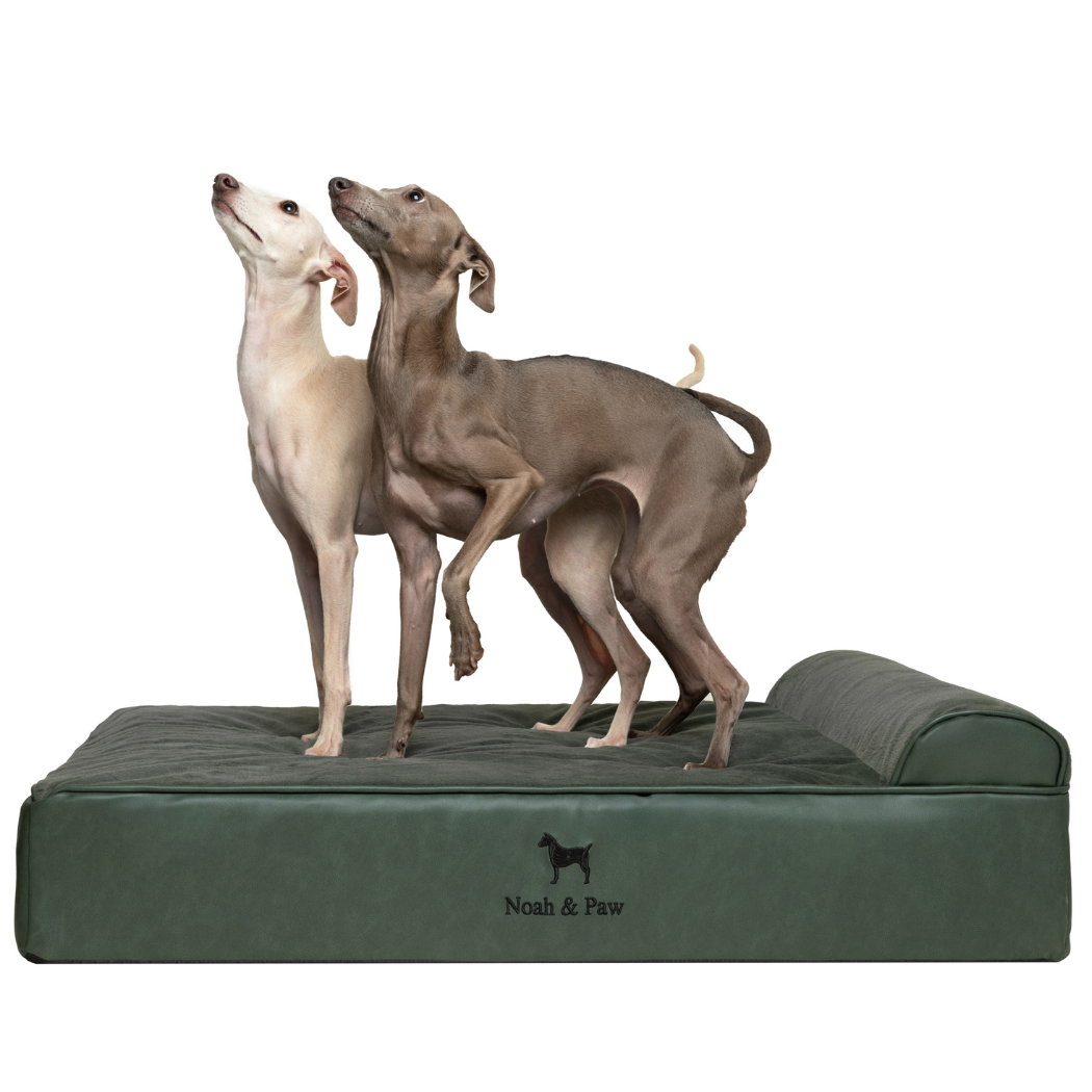 NOAH AND PAW LLC – Großhandel Haustierbett – Katze/Hund – Orthopädisches Hundebett aus Kunstleder mit Memory-Schaum und kühlendem Gel, klassischer Stil16