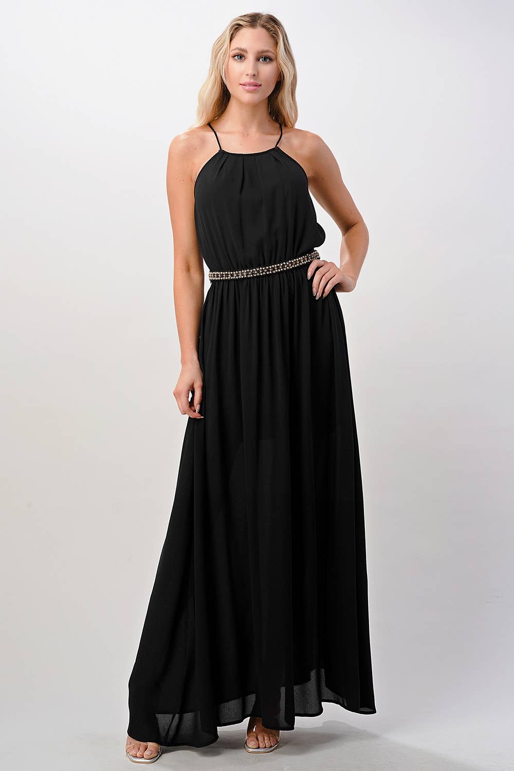 MILEY + MOLLY – wholesale Dress – Women's – Pleated Cami Chiffon Maxi Dress0