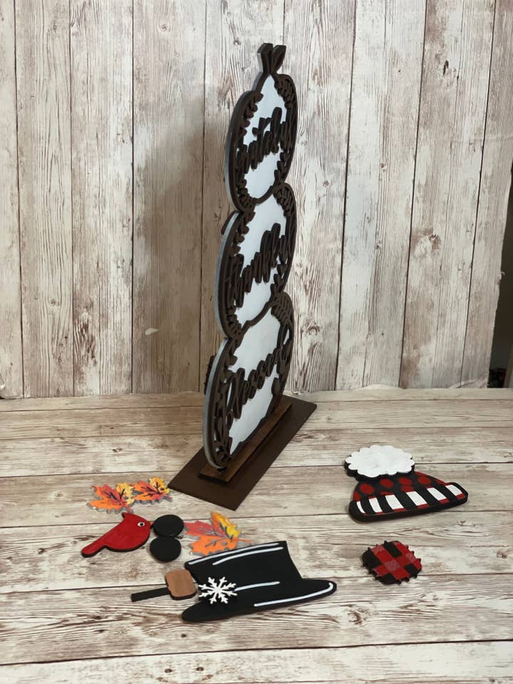 Calabaza o muñeco de nieve apilable de 12 pulgadas de doble cara para venta al por mayor de LivaBella Designs