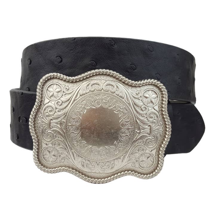 Axesoria West - Wholesale Riem - Dames - Op het westen geïnspireerde gesp met riem met struisvogelprint3