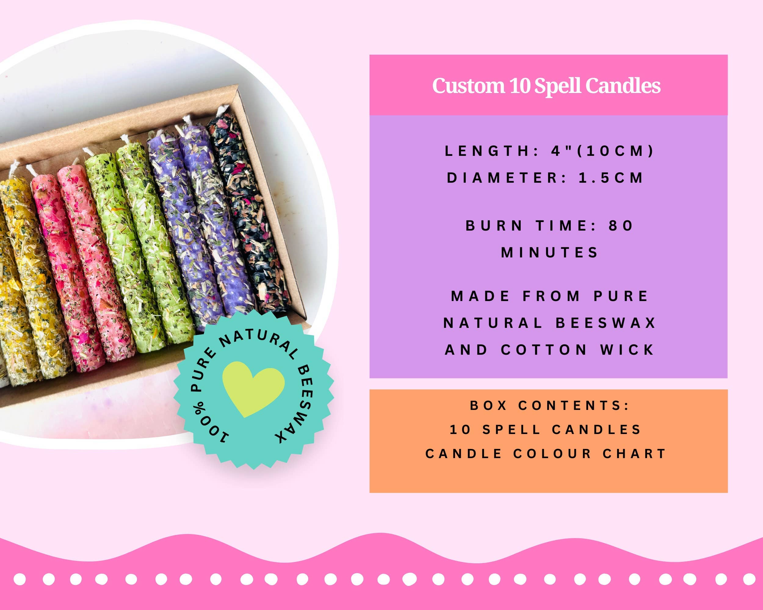 Phoenix Candle Company - Wholesale Tapered Candle/Candlestick - x10 Dressed Beeswax Spell Candles2