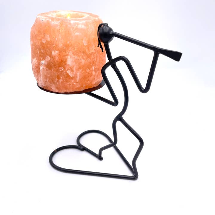 Page Imports - Wholesale Candle Holder - Natural Salt Votive Candle Holder with Bugler Stand