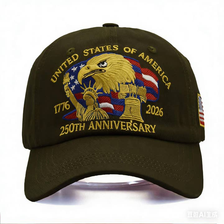 Casquette brodée du 250e anniversaire des États-Unis, Casquette aigle patriotique pour la vente par Gemishi