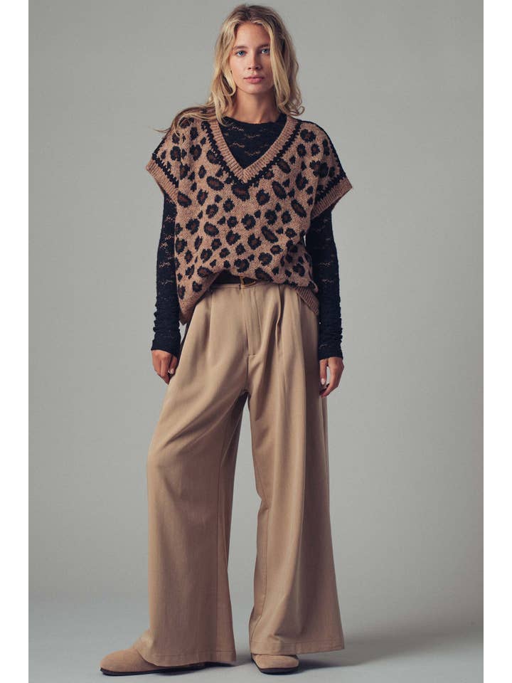 Urban Daizy - Wholesale Sweater Vest - Women's - Leopard Crochet Trim Sweater Vest21