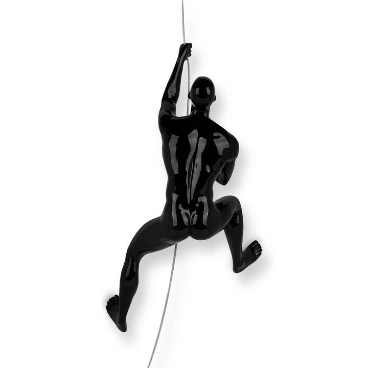 ADM Home Decoration – wholesale Dimensionell/3D-väggkonst – 'Climber' hartsskulptur - Glansig svart - Liten