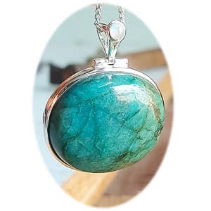 Sterling Stone Design Pendant - Chrysocolla & Moonstone for wholesale by Crystal Earth Sterling